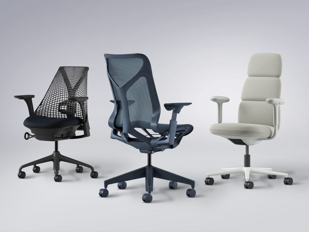 Ergonomische Schreibtischstühle Herman Miller Sayl, Cosm und Asari