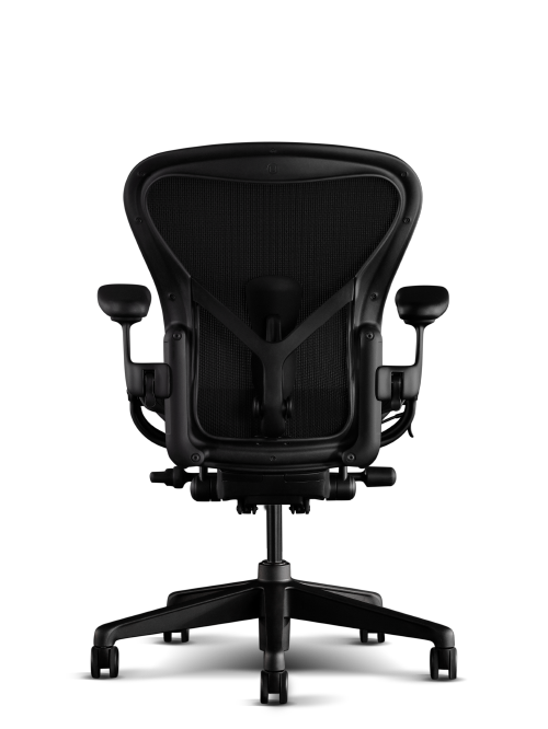Rückansicht des Herman Miller Aeron Gaming-Stuhls in Onyxschwarz