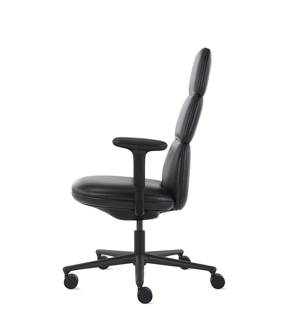 Asari Stuhl mit hoher Rückenlehne Raven Schwarz Leder