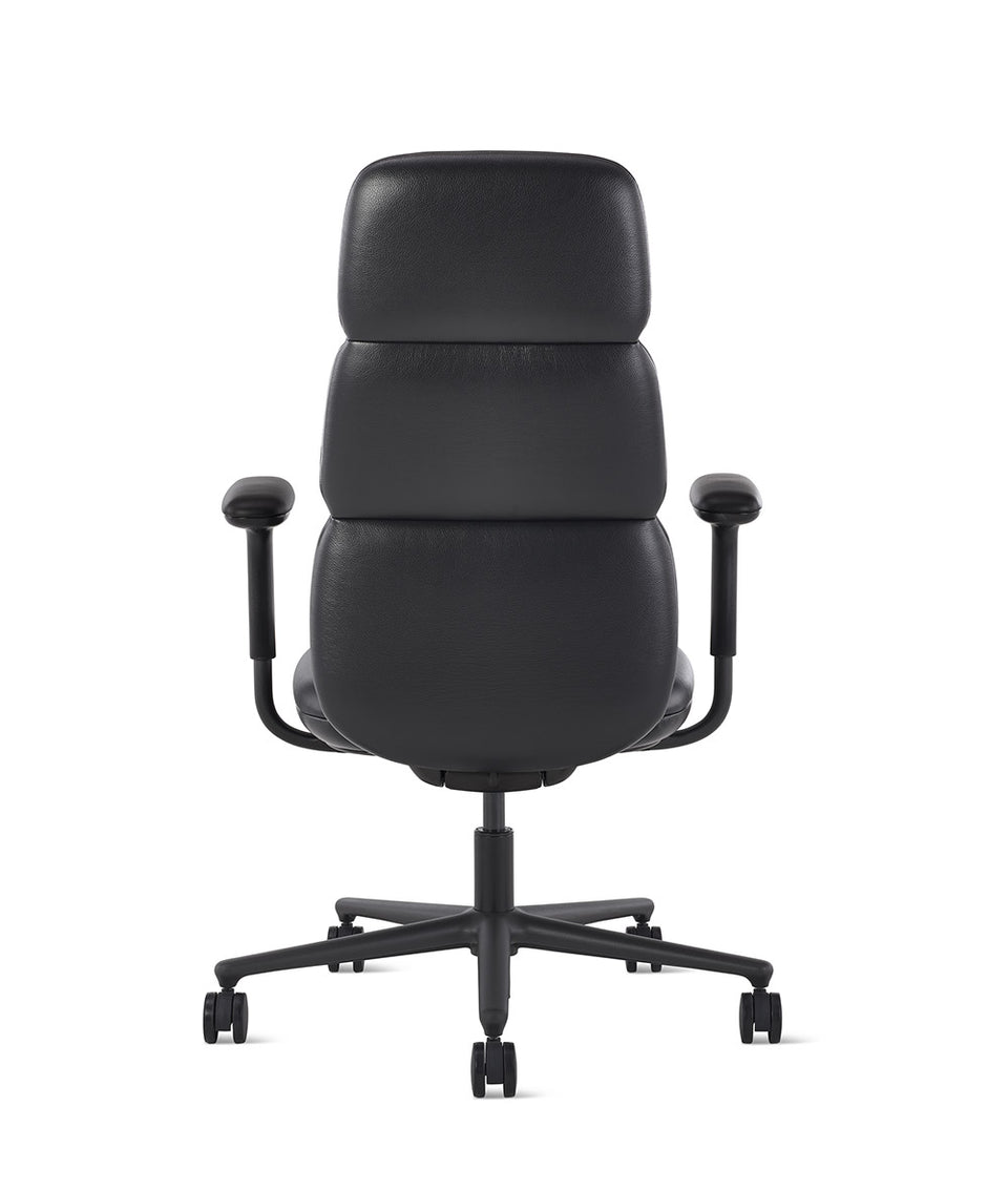 Asari Stuhl mit hoher Rückenlehne Raven Schwarz Leder