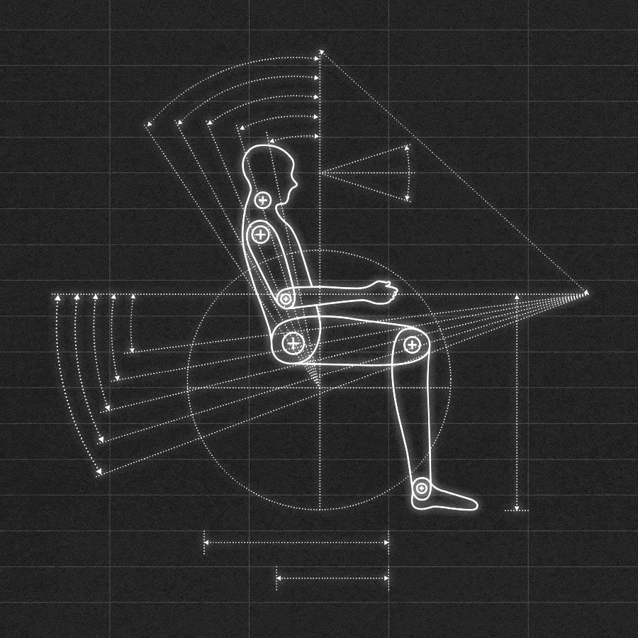 Mechanisches Diagramm einer Person in sitzender Position