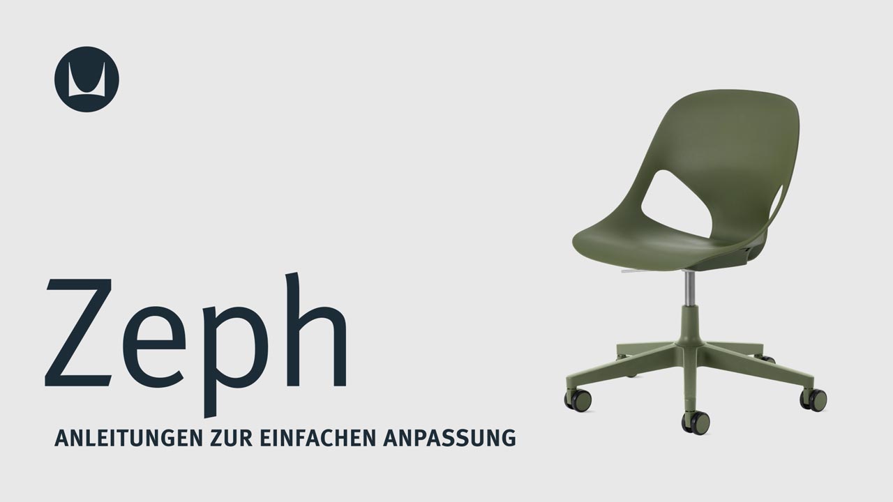 Ein Video, das die technischen Einstellmöglichkeiten eines Herman Miller Setu Bürostuhls zeigt, einschließlich der Sitzhöhe.