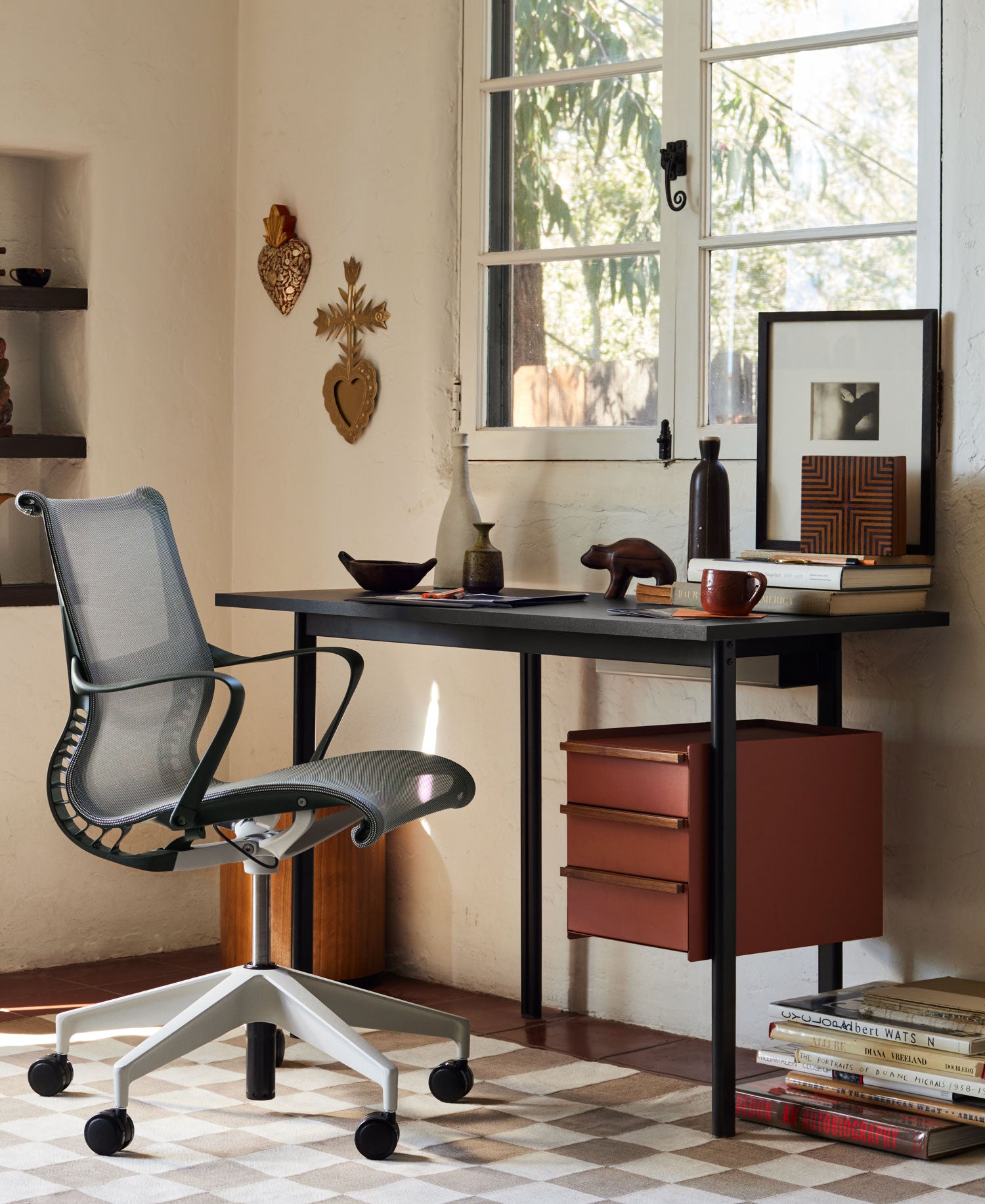 OSP Home Furnishings Waverly Home Office Schreibtisch Aus Schottischer Erle - Mit Mobilem Rollcontainer